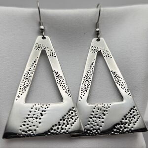 ✨2/$10✨ Large Triangle Granulated Silver Earrings Geometric Textured